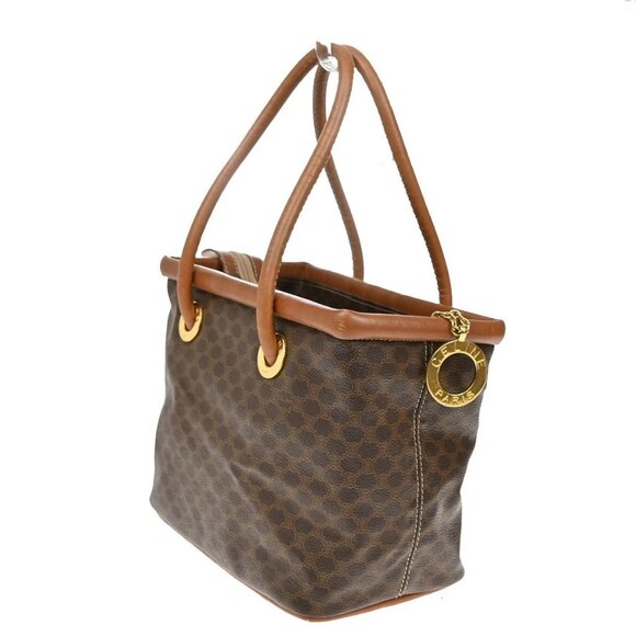 CELINE Logo Circle Macadam Pattern Hand Bag PVC Leather Brown GHW Italy 38KB361 - Picture 3 of 16
